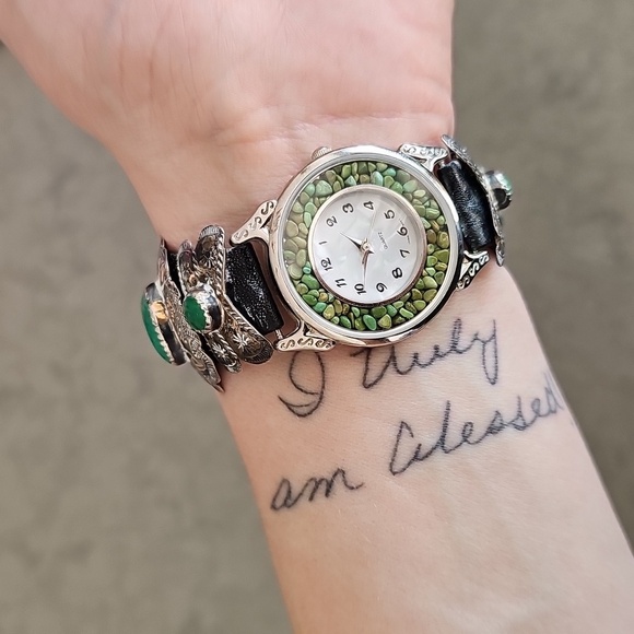 Vintage Western Gemstone Concho Watch Bracelet - Picture 9 of 17